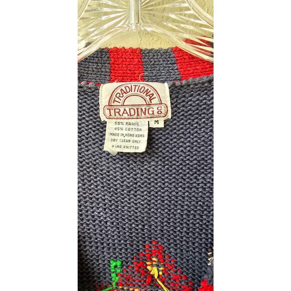 Vintage Hand Knit Boy Mom Cardigan Sweater Size M Multi Soccer Legos‎ FUN Unique - Picture 8 of 9